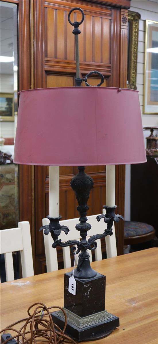 A bronze 2 branch lamp